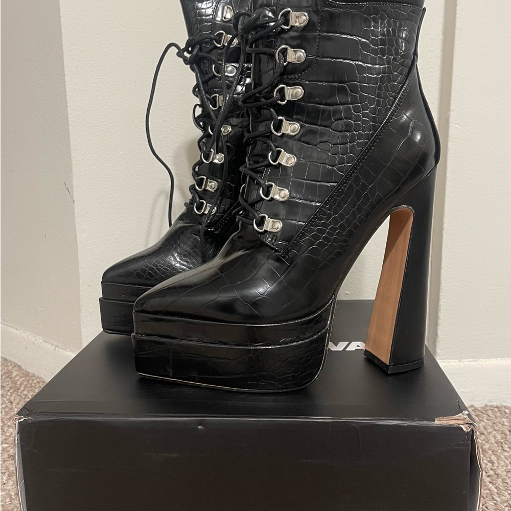 Fashion Nova Black High Heel Ankle Booties